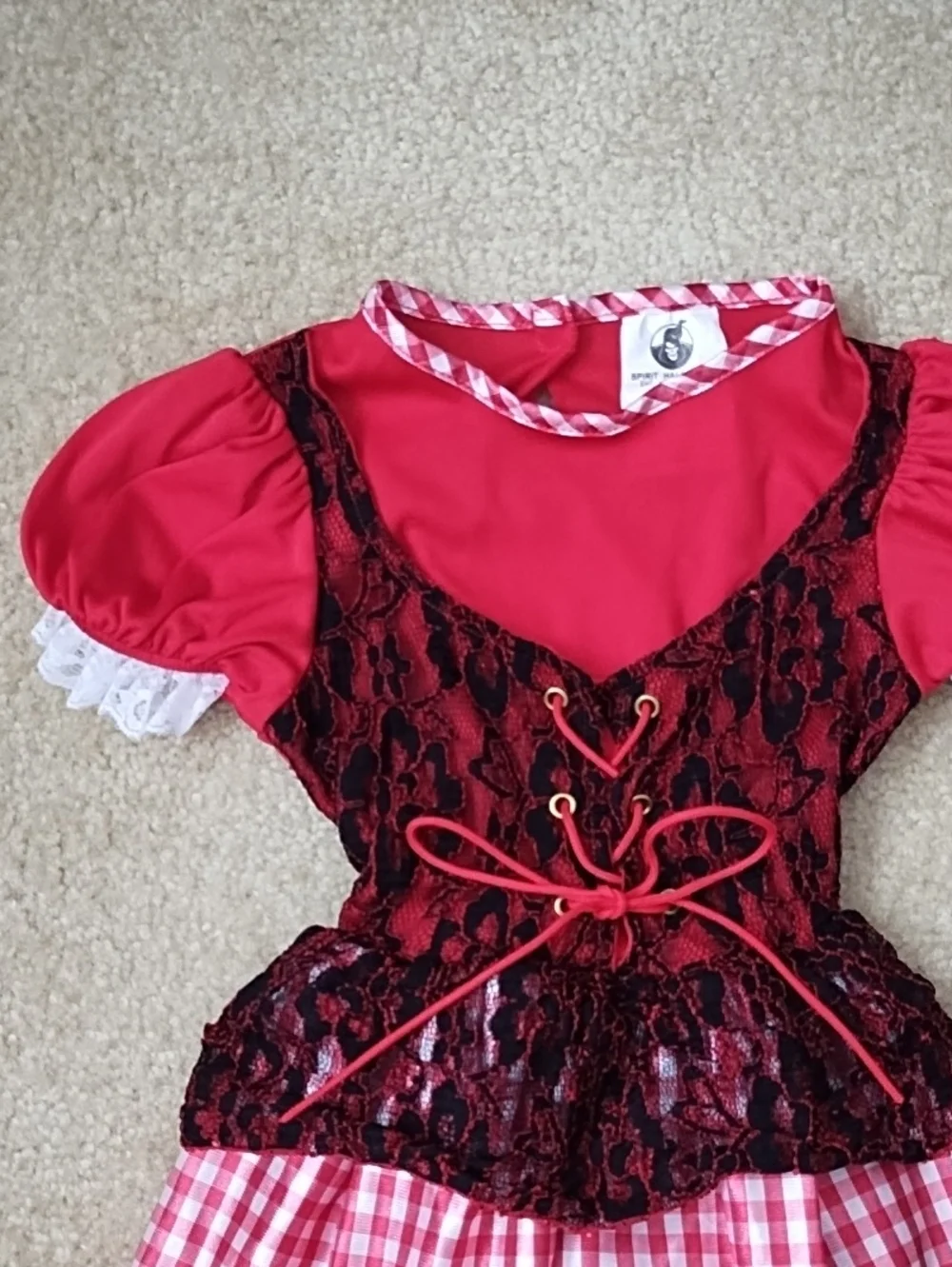 Girls Halloween Costume Dress Size 2T 3T 4T Short Sleeve Red White Gingham Check